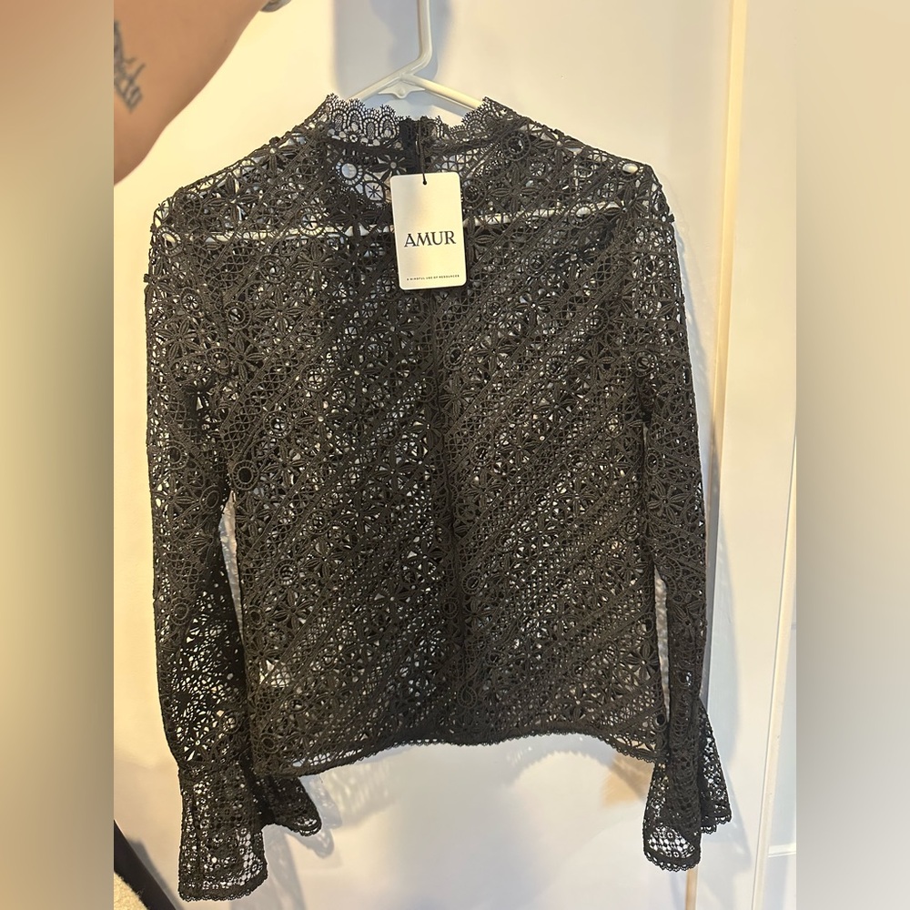 AMUR Intricate Black Lace Blouse